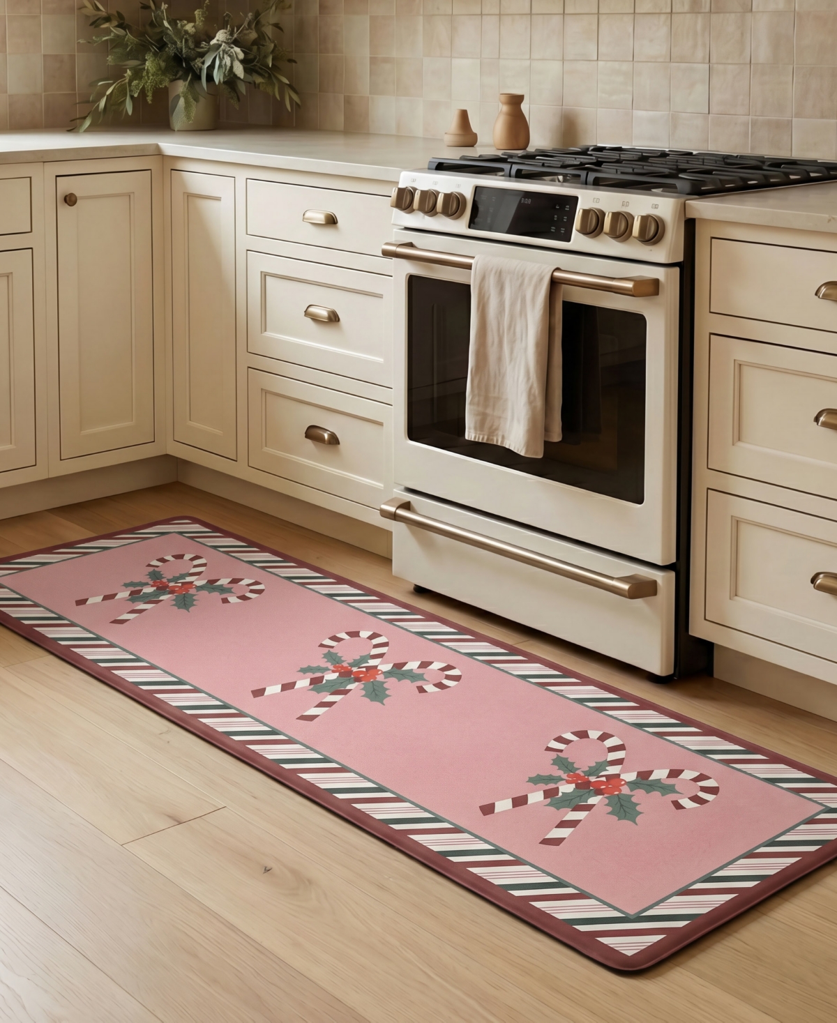 Laura Ashley Candy Cane Non-Slip Kitchen Mat