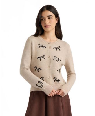 Women's Fitted Crewneck Long-Sleeve Cardigan