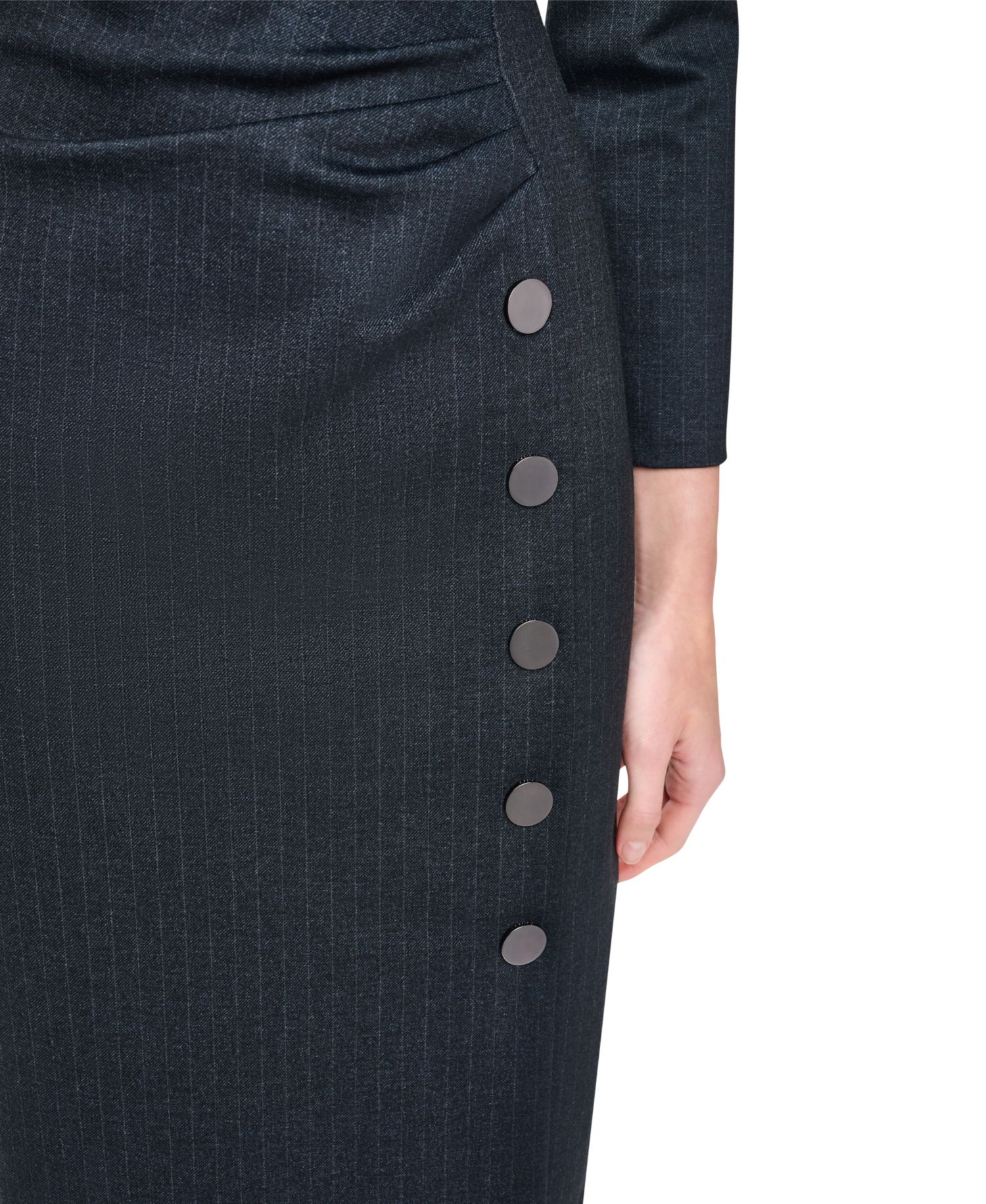 Women's Long-Sleeve Ruched Knee-Length Sheath Dress
