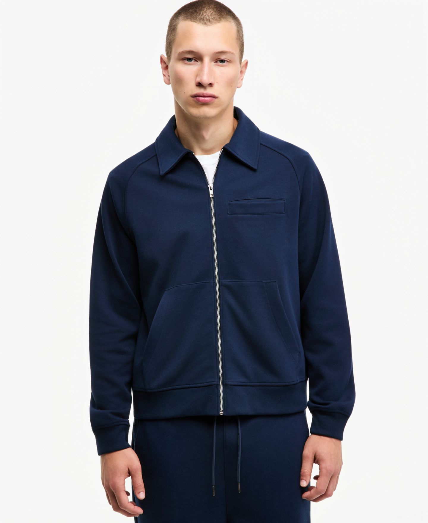 Мужские толстовки Mode of One Relaxed-Fit Sweatshirt-Knit Jacket, цвет: Тёмно-синий — фото 3