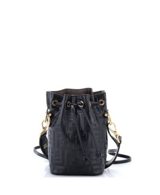 Mini Mon Tresor Bucket Bag Zucca Embossed Leather