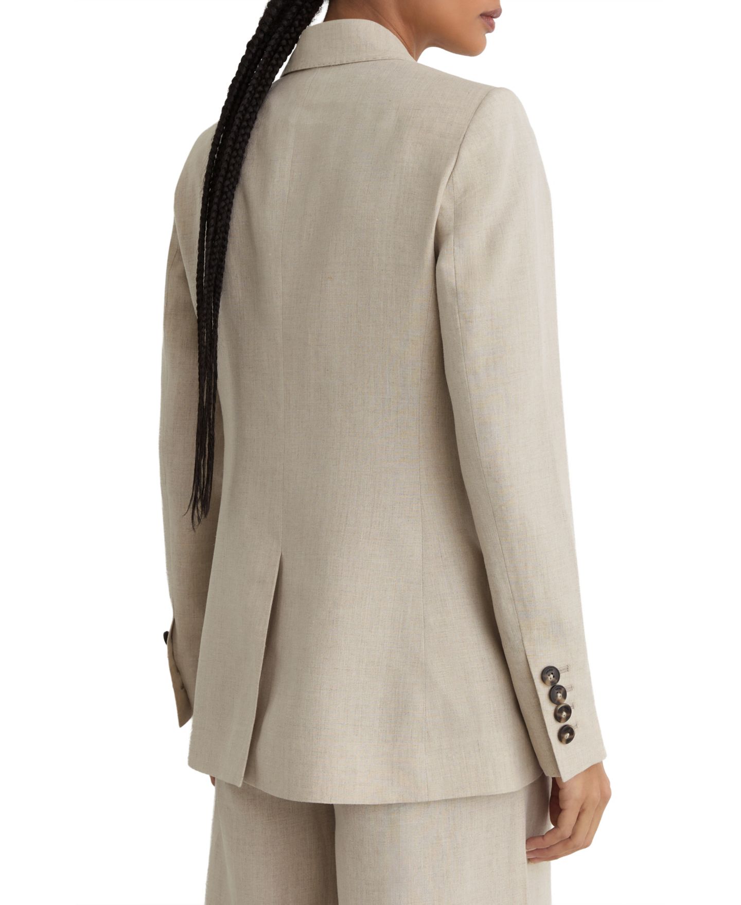 Женские пиджаки REISS Kit Linen Double-Breasted Peak Lapels Blazer, цвет: Нейтральный — фото 2