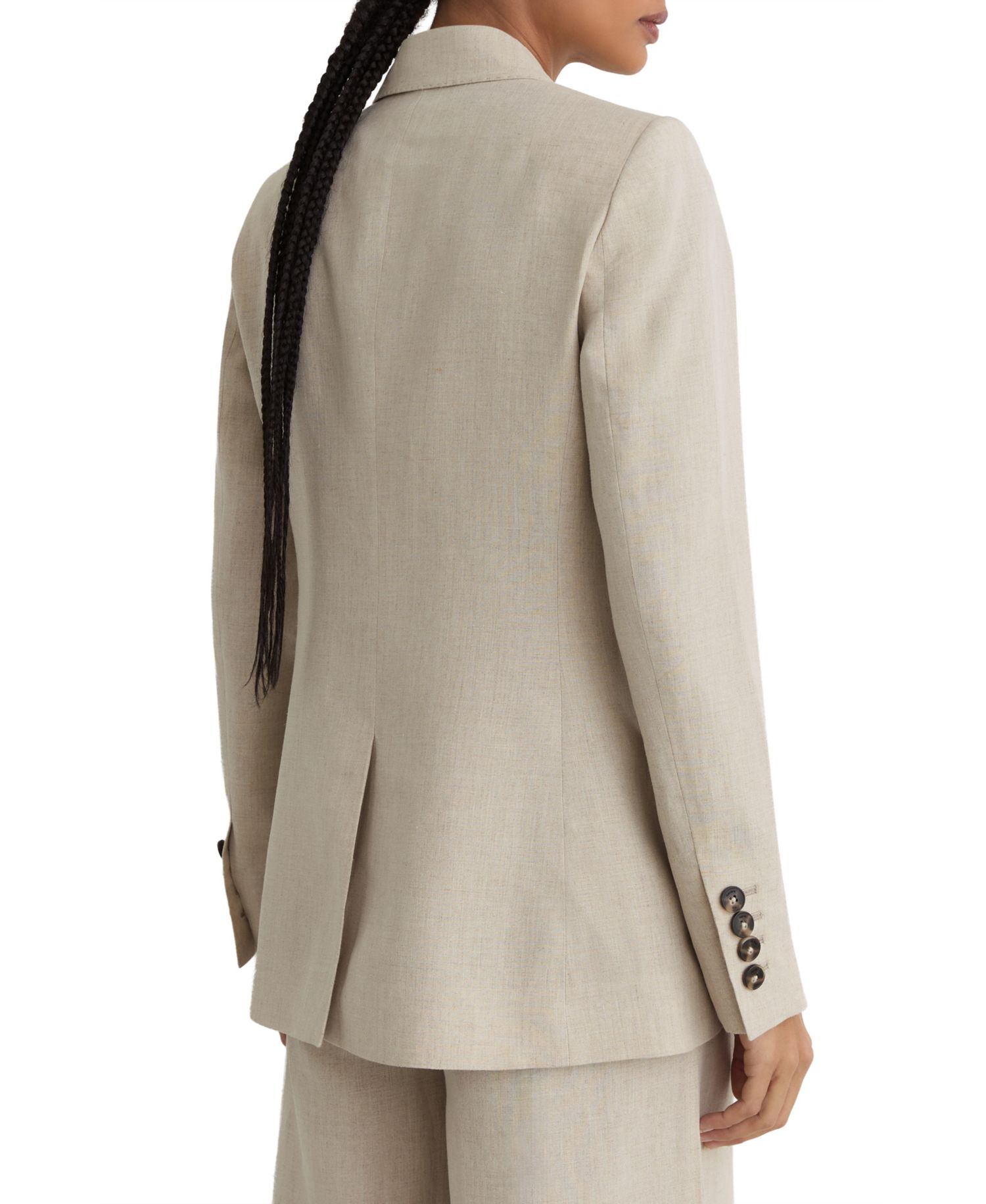 Women's Kit Linen Double-Breasted Peak Lapels Blazer