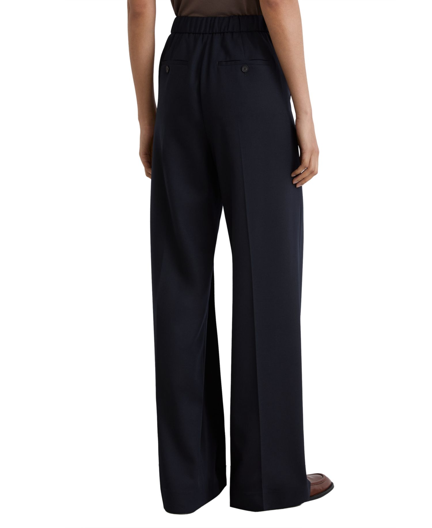 Petite Solene Pleated Drawstring Wool-Blend Wide-Leg Trousers