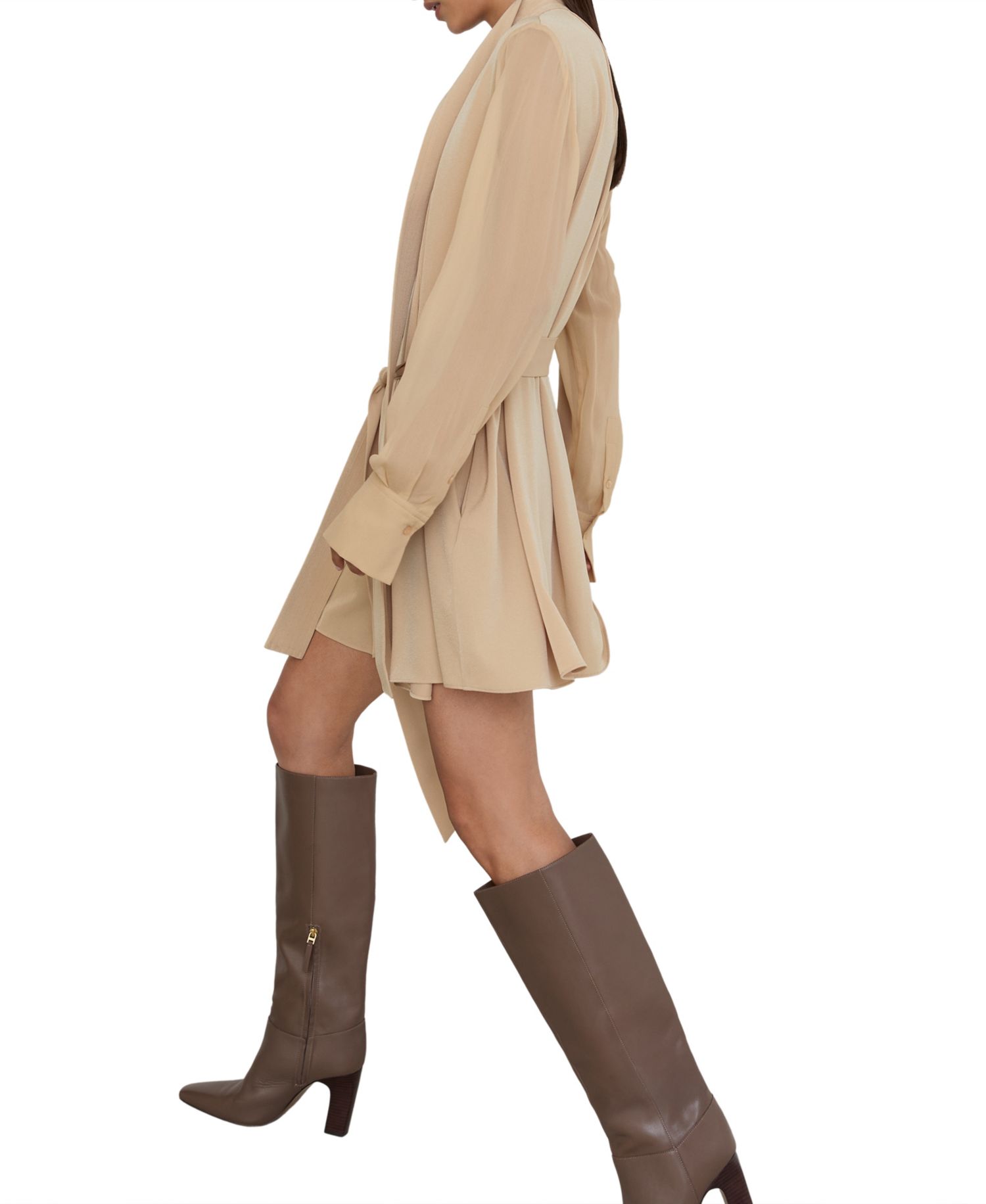 Women's Iman Tie-Neck Belted Mini Dress