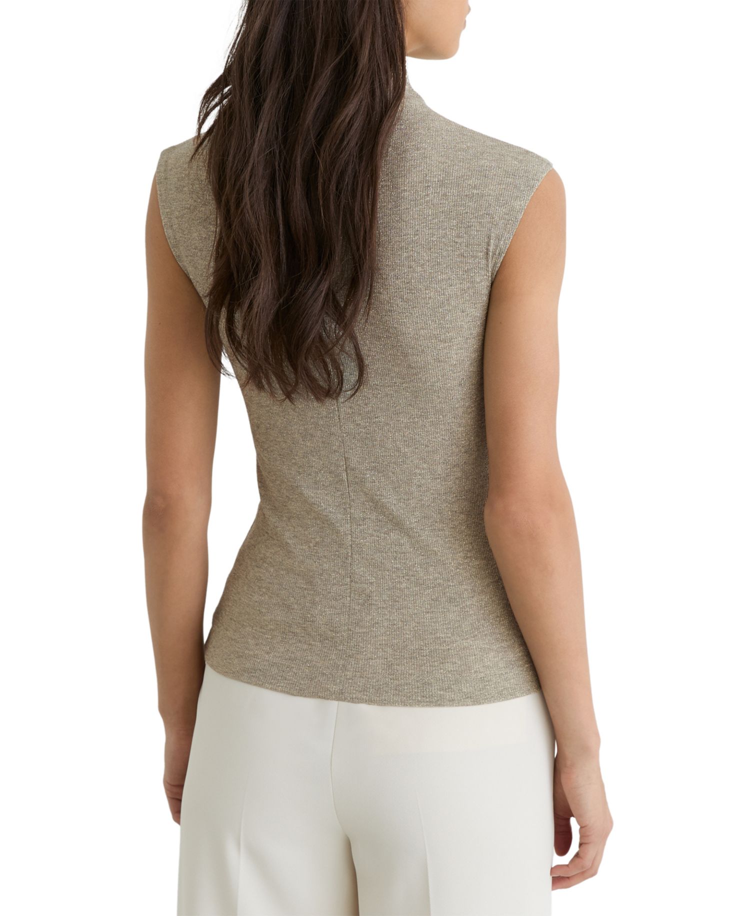 Women's Dita Metallic-Knit Cowl-Neck Sleeveless Vest