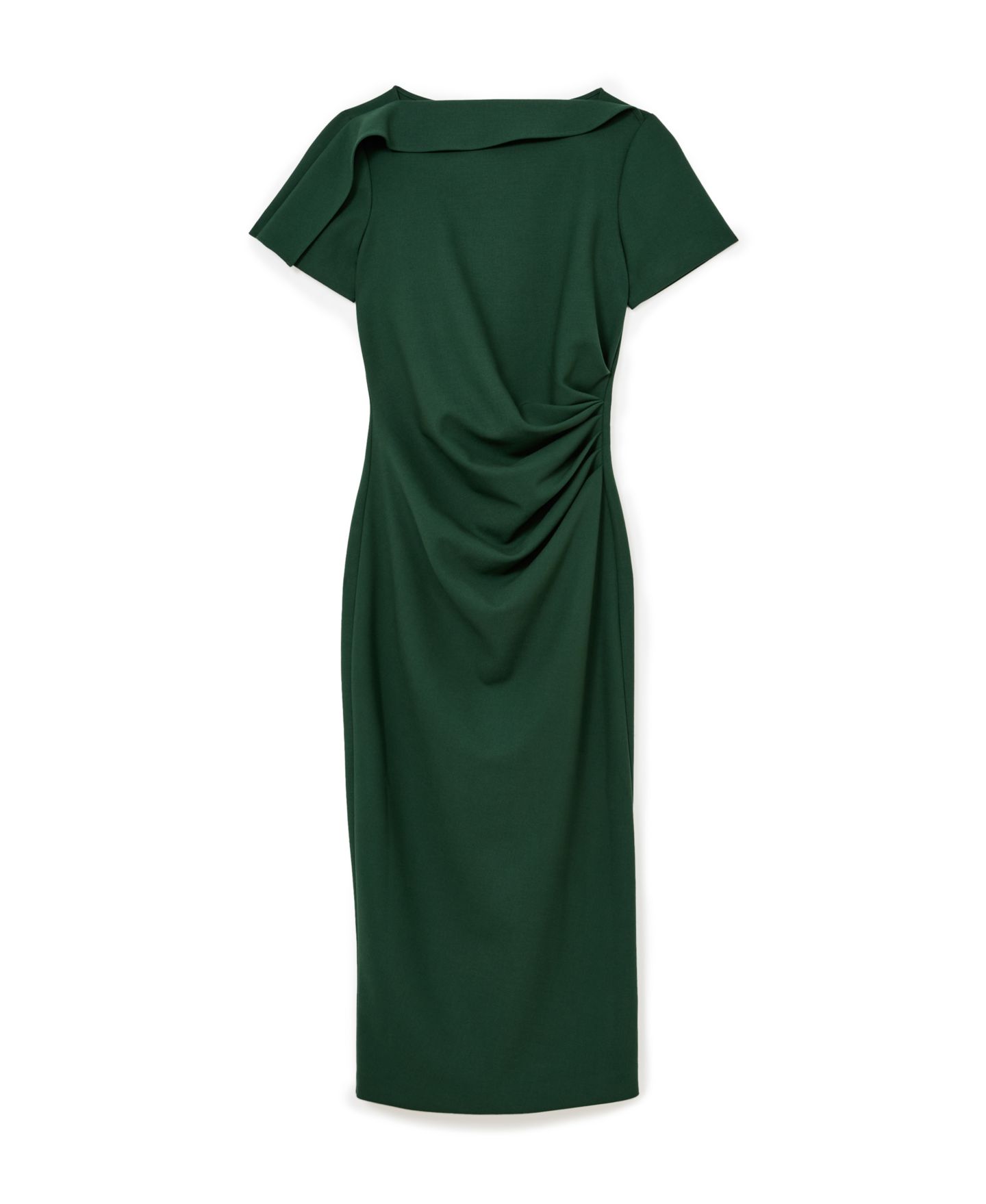 Женское платье REISS Hilary Short-Sleeve Ruched Boat-Neck Midi, цвет: Бирюзовый зелёный — фото 5