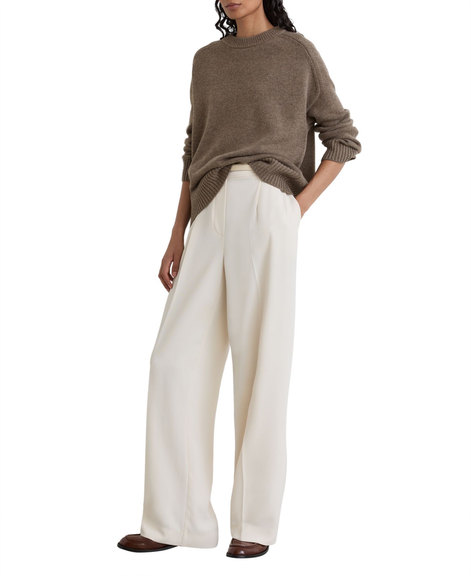 Women's Riley Wool-Cashmere Raglan Crewneck Sweater