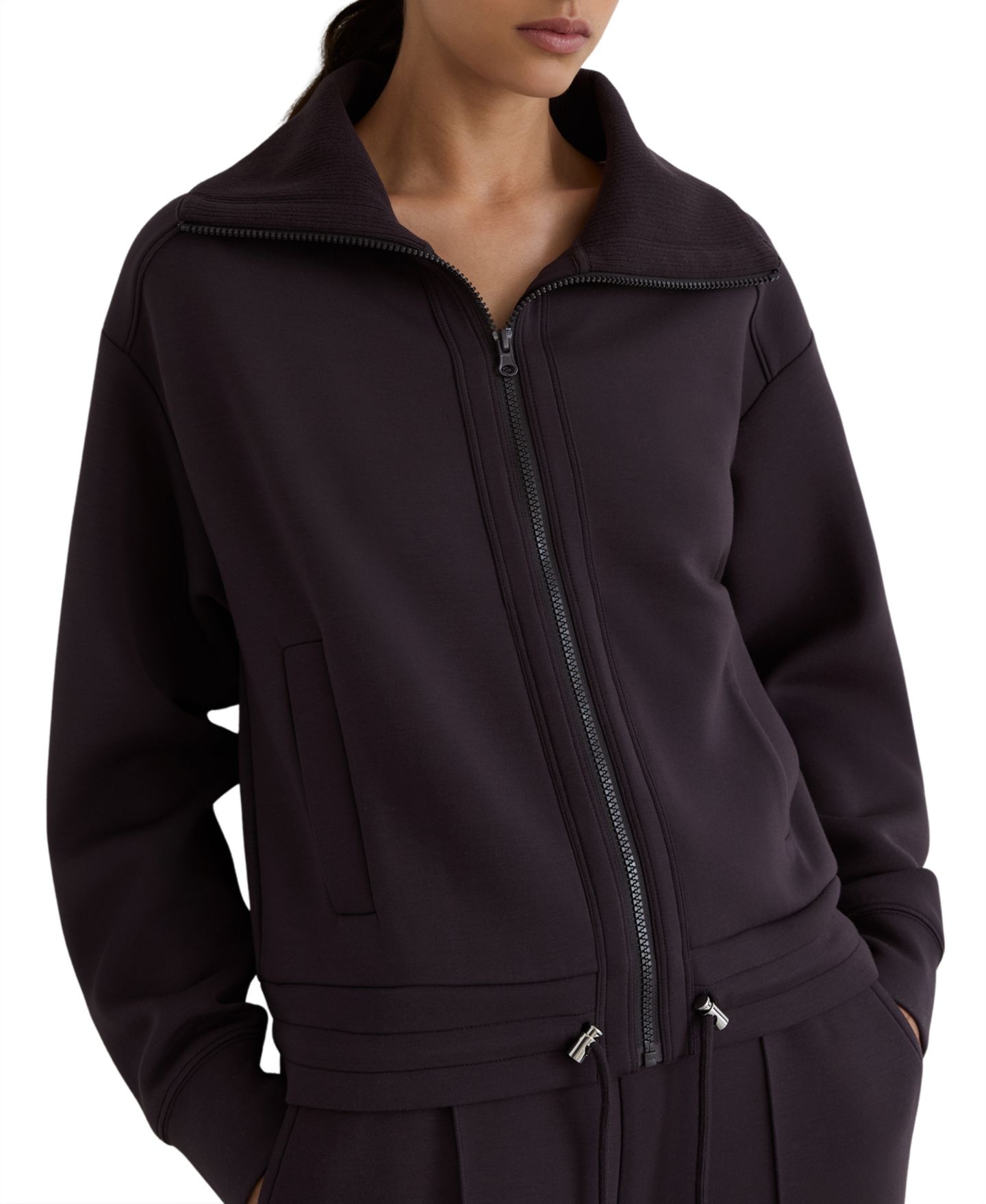 Женский свитшот REISS Laurrie Zip-Front Premium Modal-Blend, цвет: Виноградный — фото 1