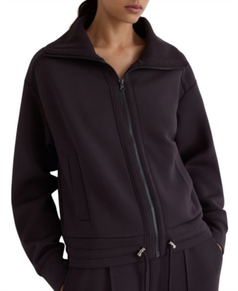 Женский свитшот REISS Laurrie Zip-Front Premium Modal-Blend, цвет: Виноградный
