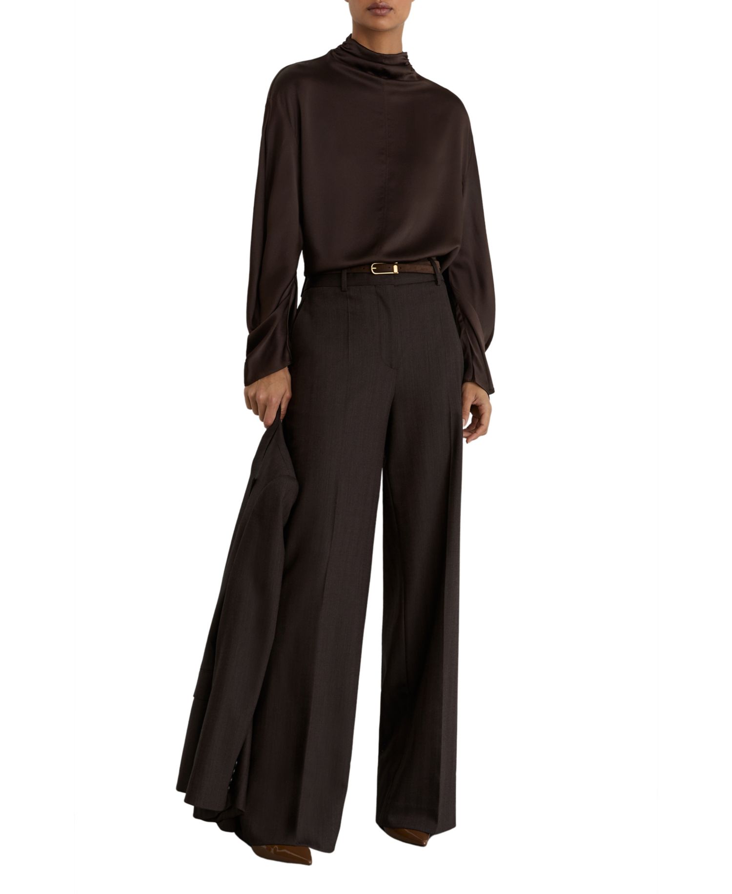 Women's Meena Long-Sleeve High-Neck Silk Blouse