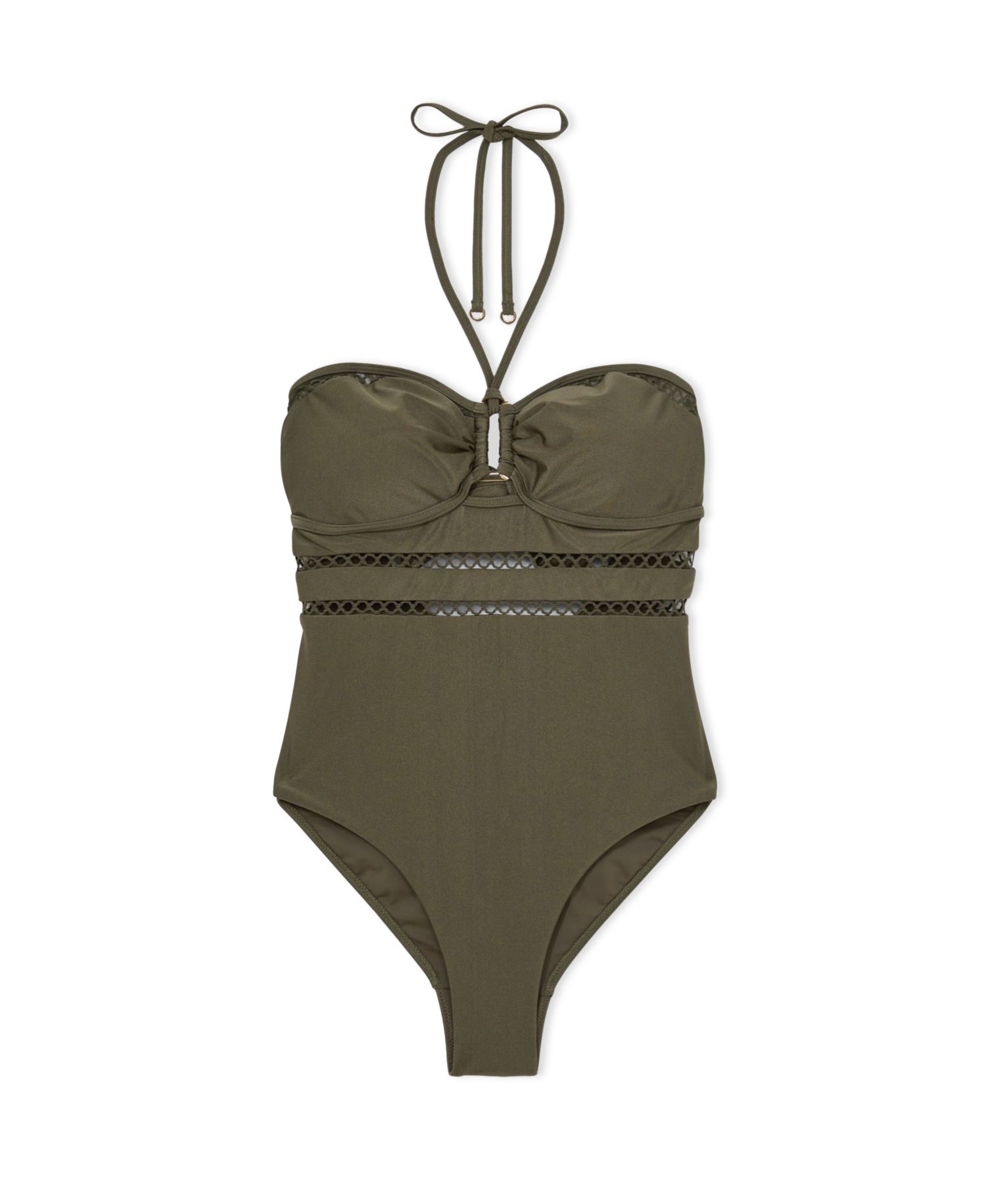 Women's Libby Shimmer Cutout Lattice-Trim One-Piece Swimsuit