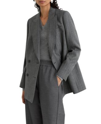 Women's Astrid Wool Double-Breasted Pinstripe Blazer
