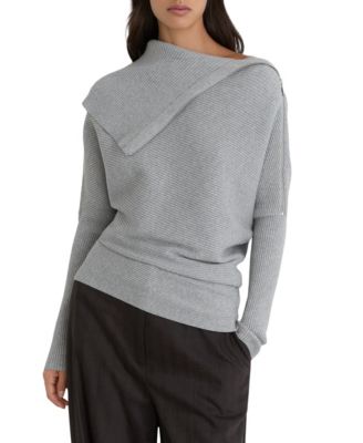 Women's Leena Asymmetric Rib-Knit Zip-Neck Sweater