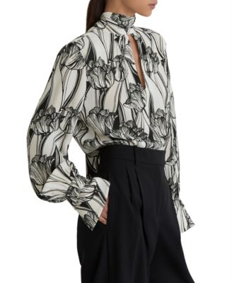 Women's Kennedy Floral-Print Balloon-Sleeve Tie-Neck Blouse