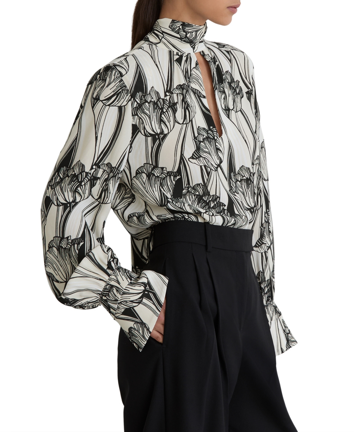 Reiss Women's Kennedy Floral-Print Tie-Neck Blouse