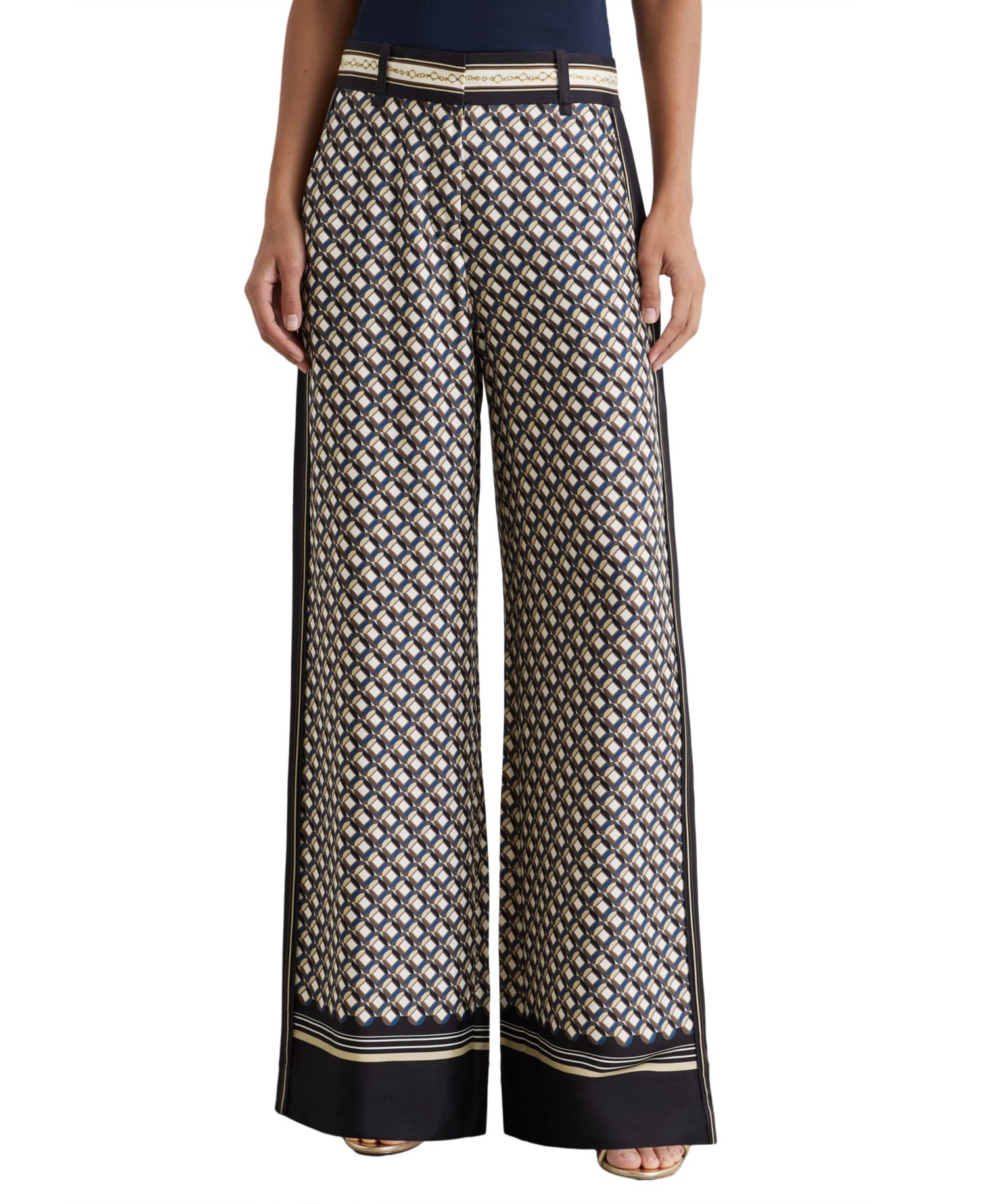 Women's Carmine Scarf-Print Wide-Leg Trousers