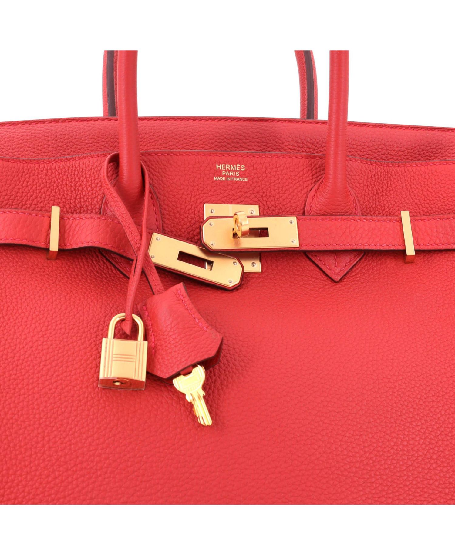 Pre-Owned Hermes Birkin 30 Handbag Red Togo with Gold Hardware