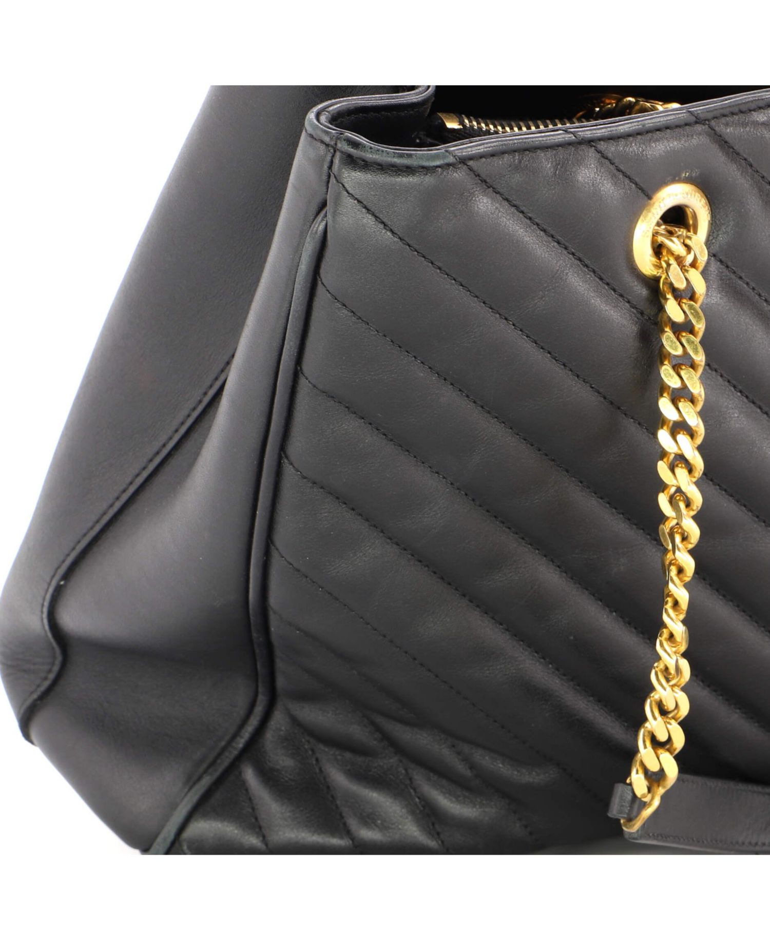 Large Classic Monogram Shopper Matelasse Chevron Leather