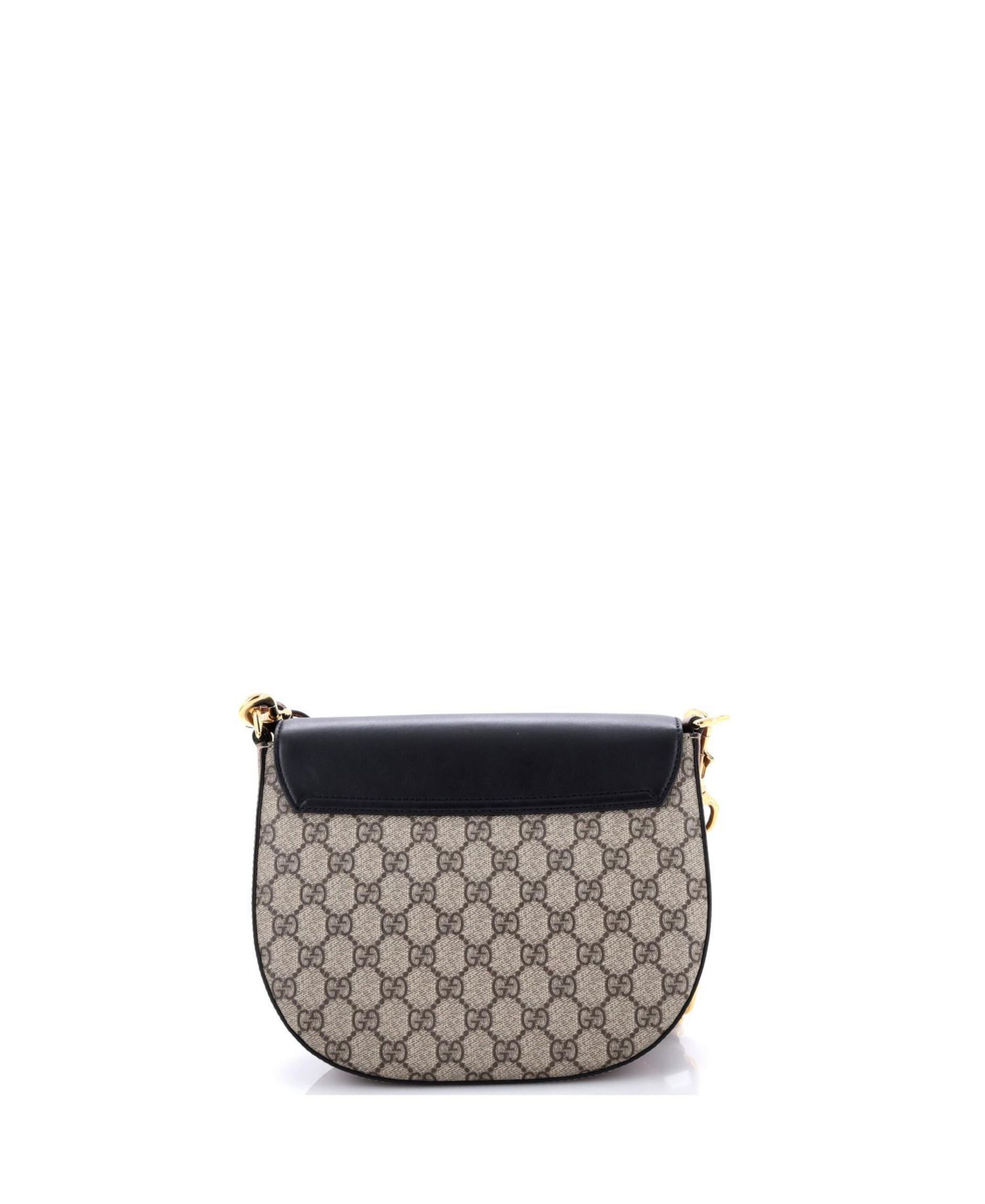 Medium Padlock Saddle Shoulder Bag GG Coated Canvas and Leather