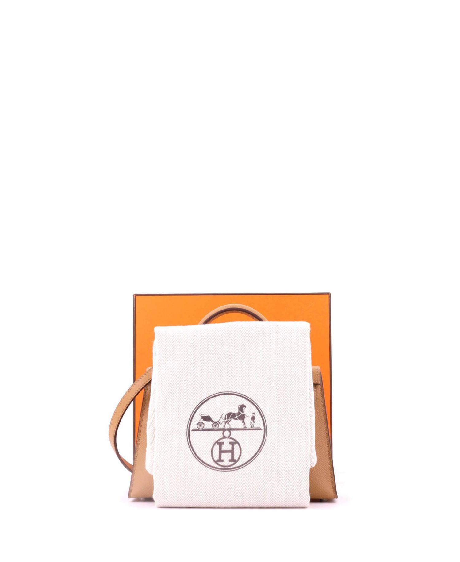 Pre-Owned Hermes Kelly 20 Handbag Brown Epsom with Palladium Hardware