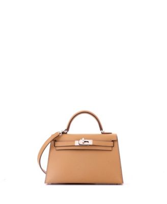 Pre-Owned Hermes Kelly 20 Handbag Brown Epsom with Palladium Hardware