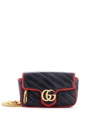 Super Mini GG Marmont Flap Bag Diagonal Quilted Leather