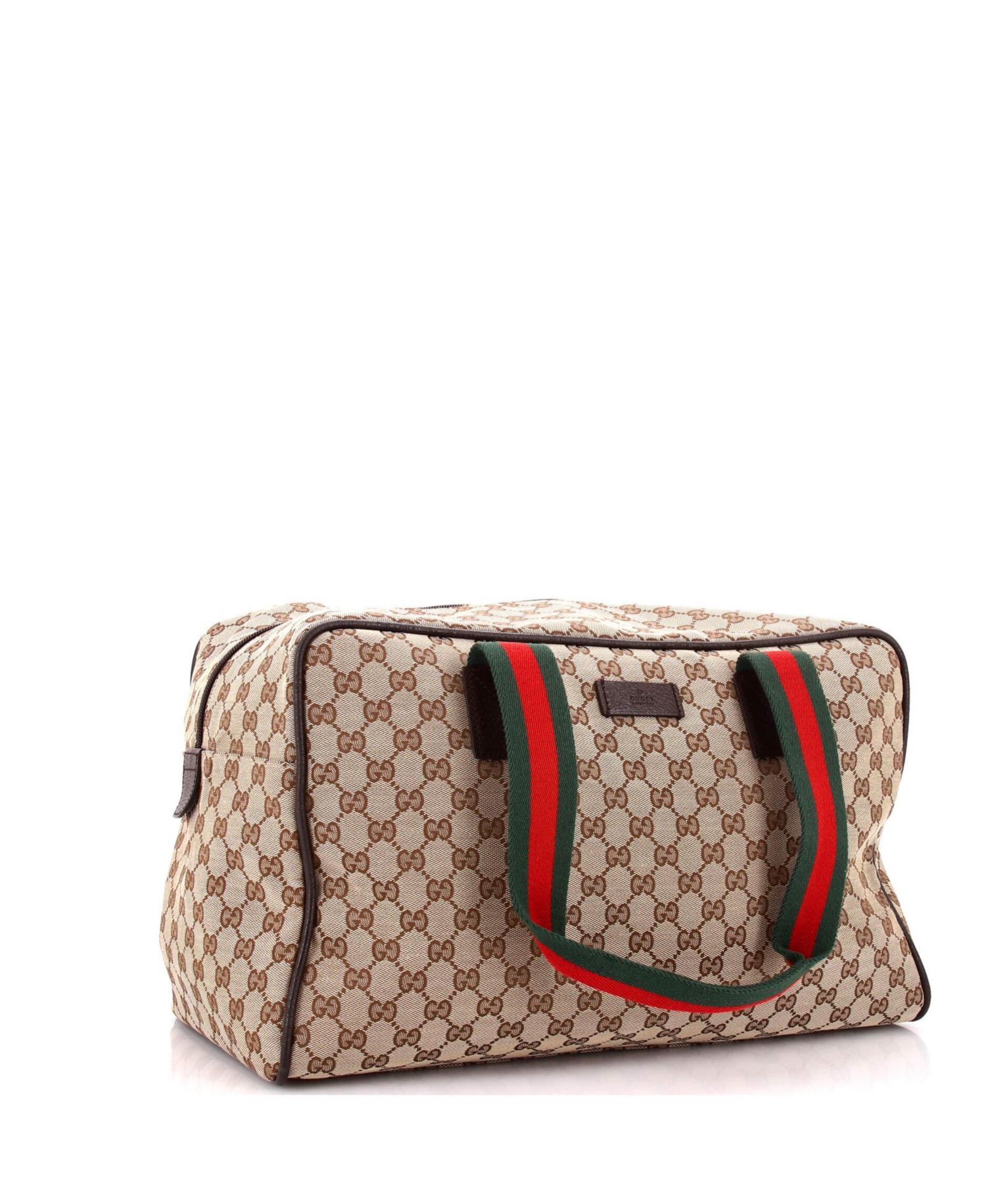 Medium Web Carry On Duffle Bag GG Canvas with Leather
