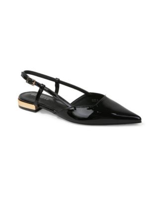 Cass Patent Slingback Flats with Gold-Tone Heel