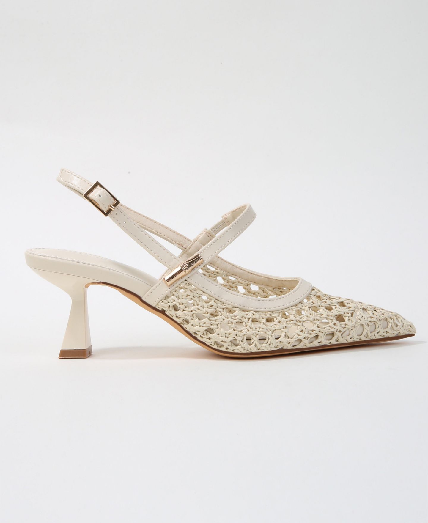 Женские туфли BERNESS Calloway Woven Slingback Heels, цвет: Бежевый — фото 2