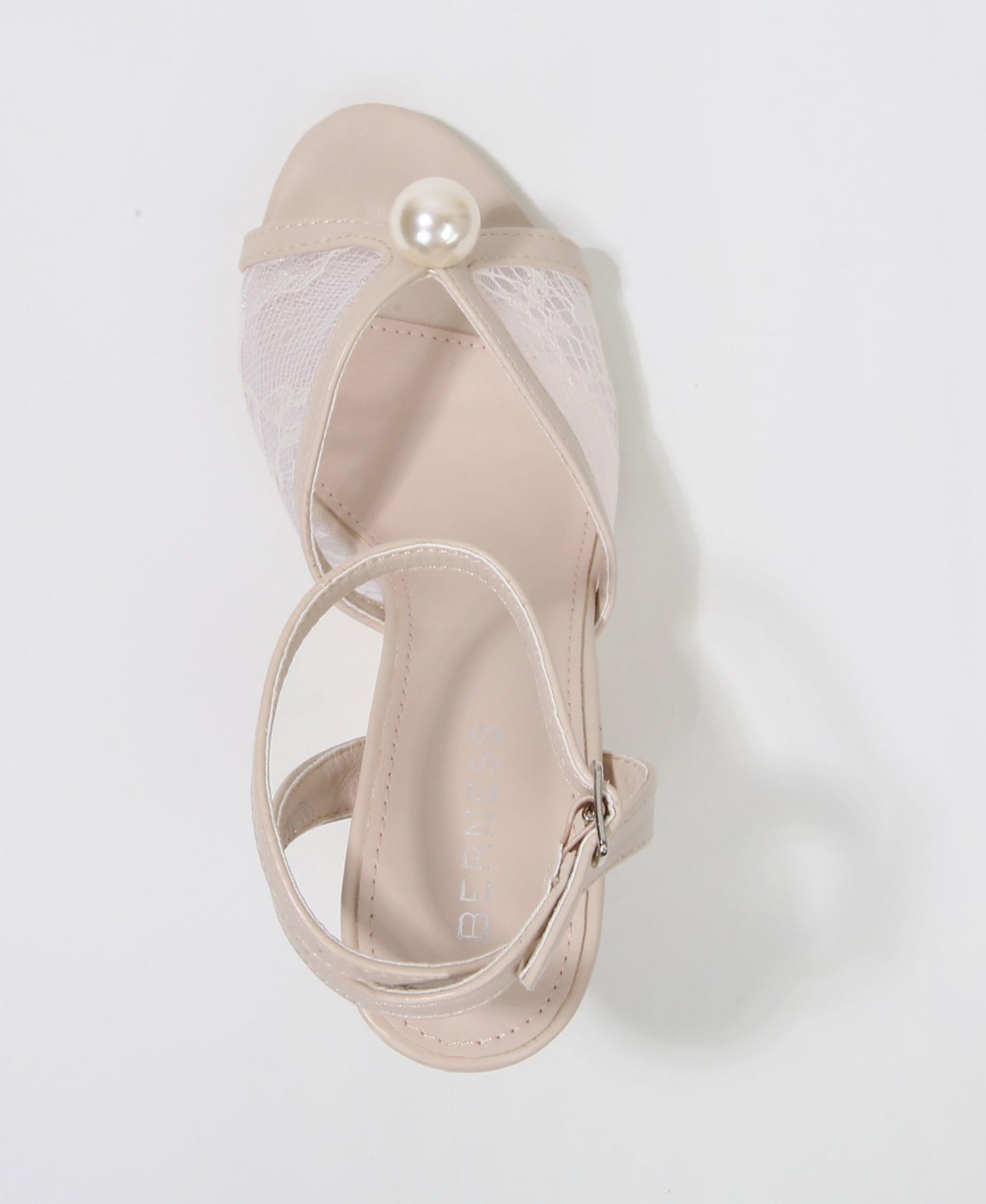 Julie Pearl Embellished Lace Stiletto Heel Sandals