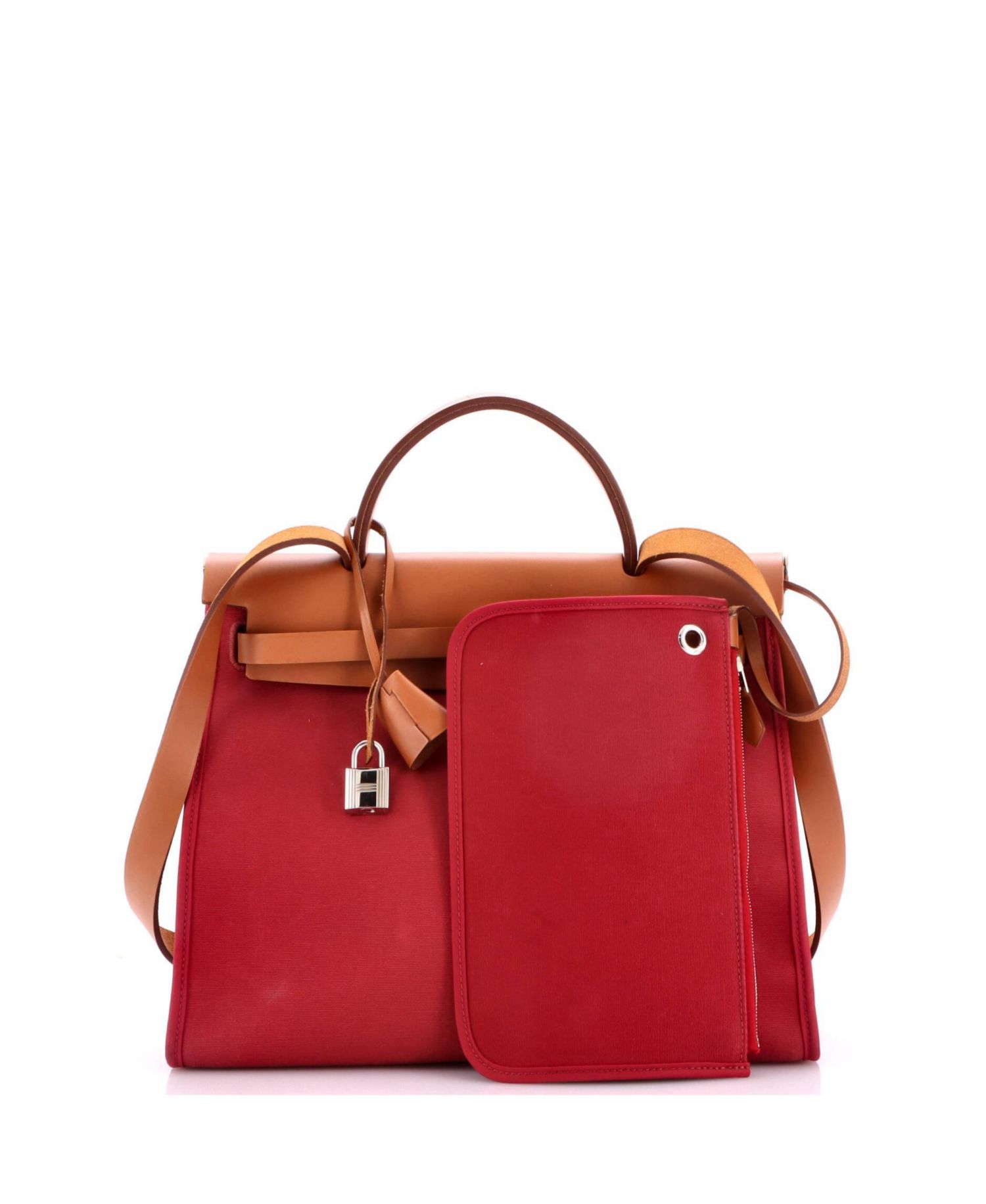 Pre-Owned Hermes 31 Herbag Zip Leather and Toile