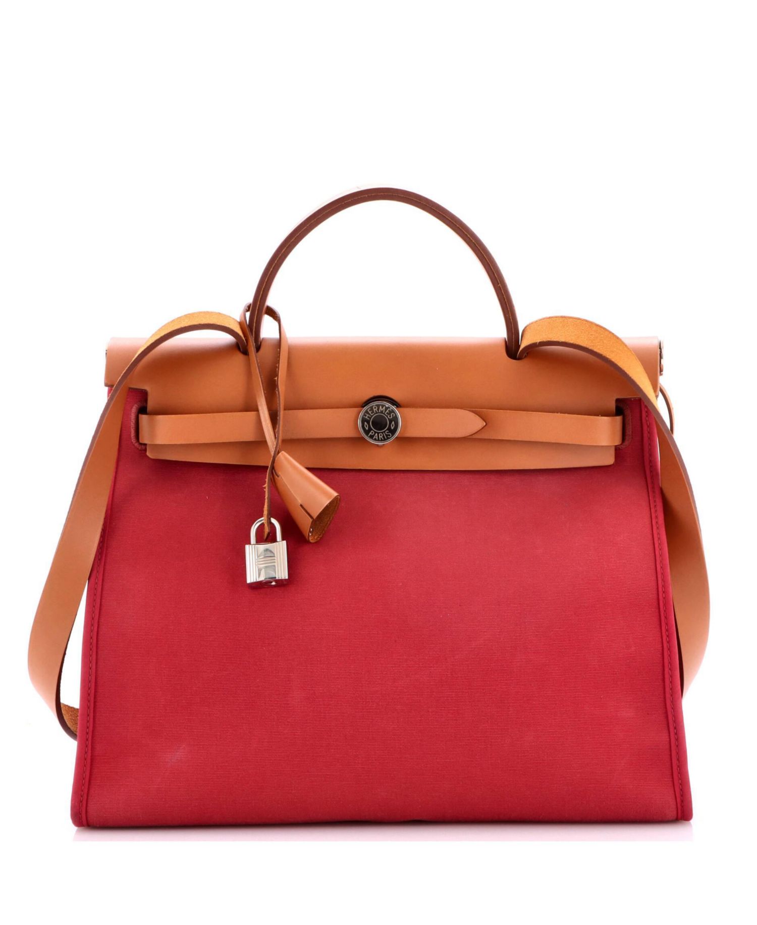 Pre-Owned Hermes 31 Herbag Zip Leather and Toile