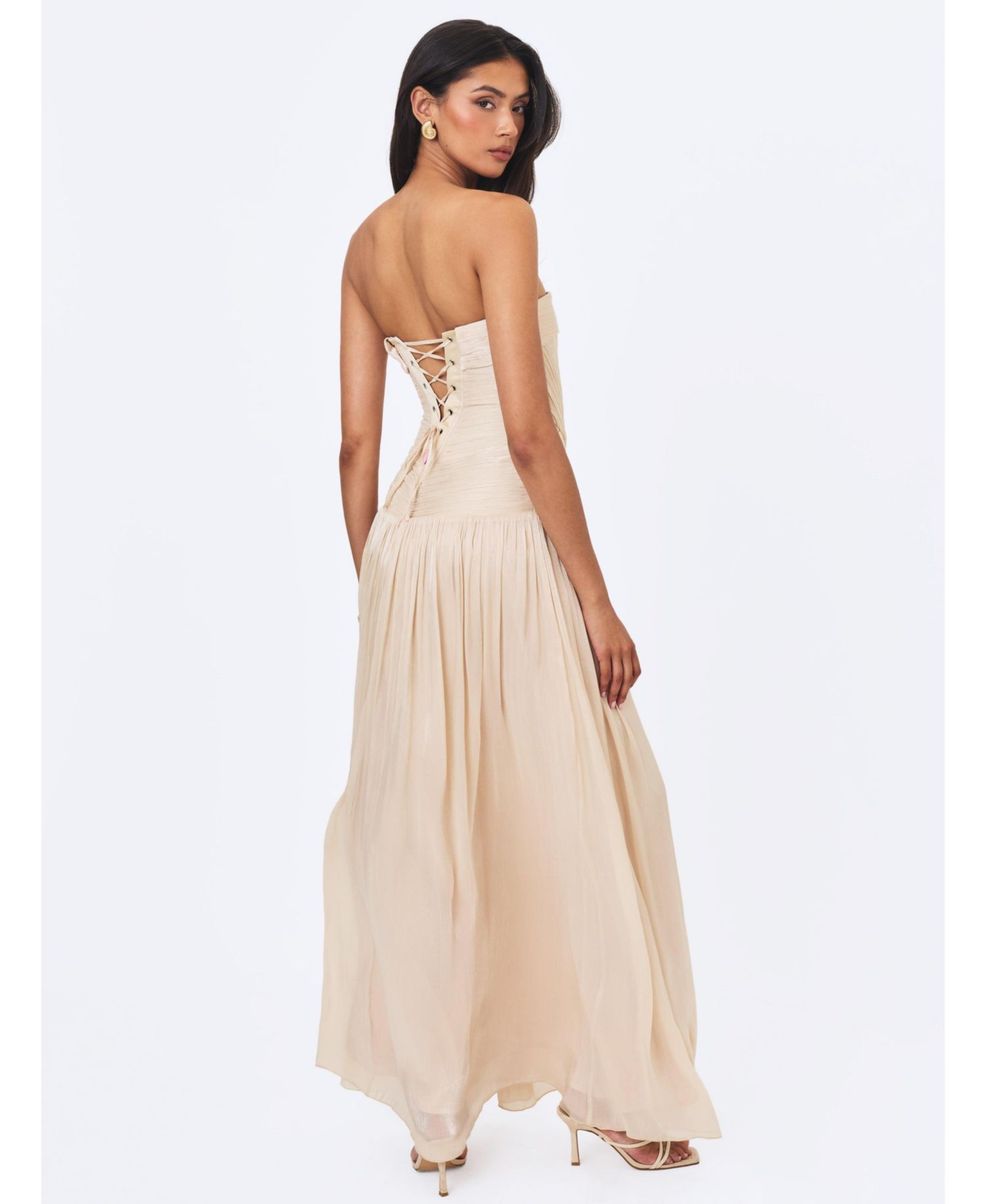 Women's Olivine Strapless Maxi Crystal Organza Dress