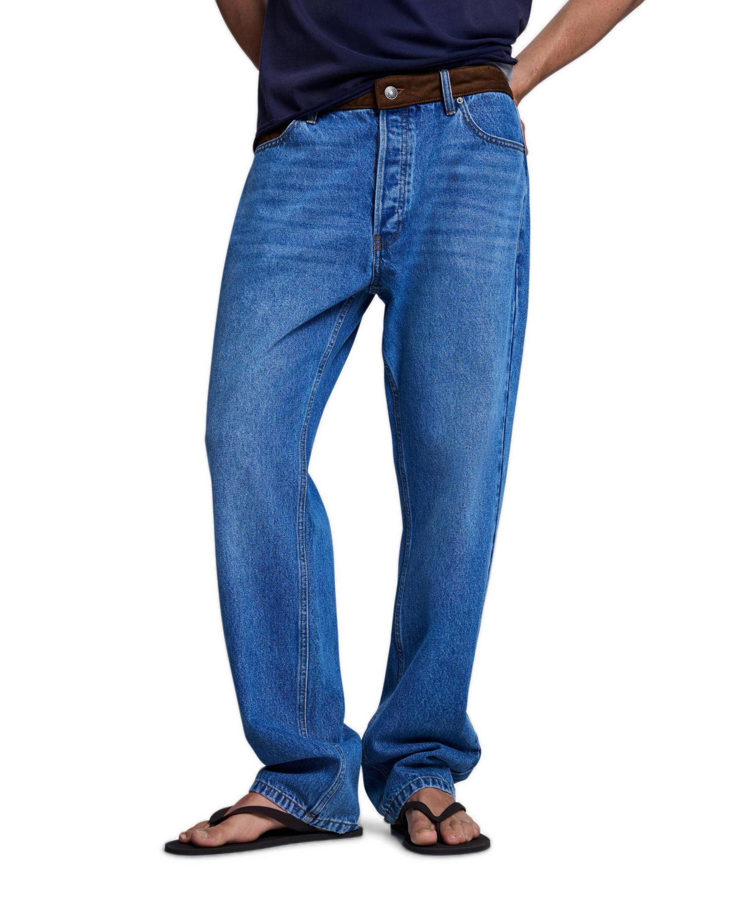 Men's Straight-Leg Ripped Denim Jeans