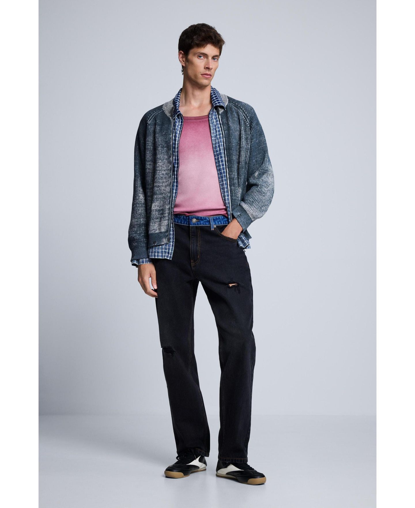 Мужские джинсы Desigual Mid-Rise Double-Waistband Straight-Leg Denim Jeans, цвет: Чёрный — фото 4