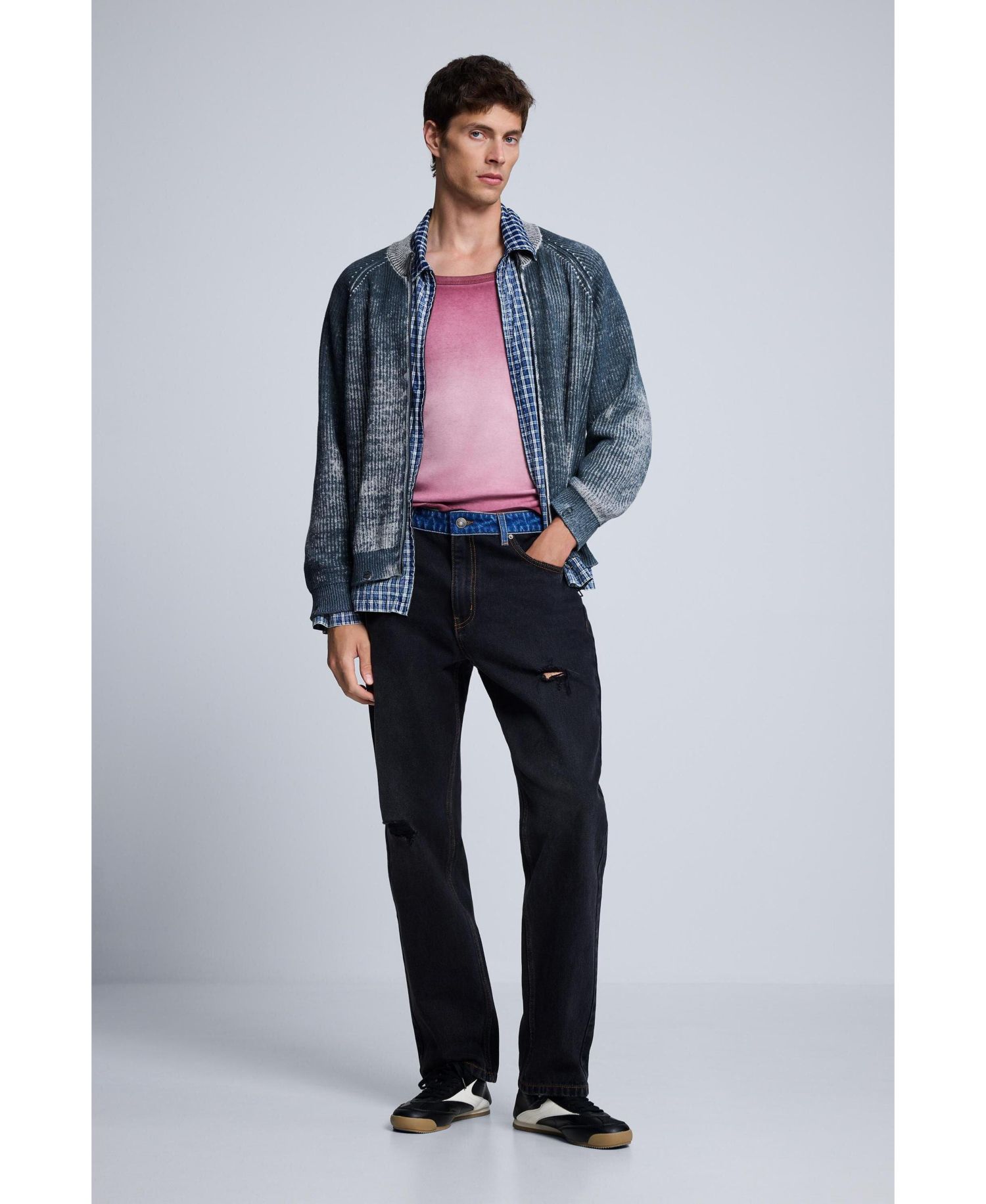 Men's Mid-Rise Double-Waistband Straight-Leg Denim Jeans