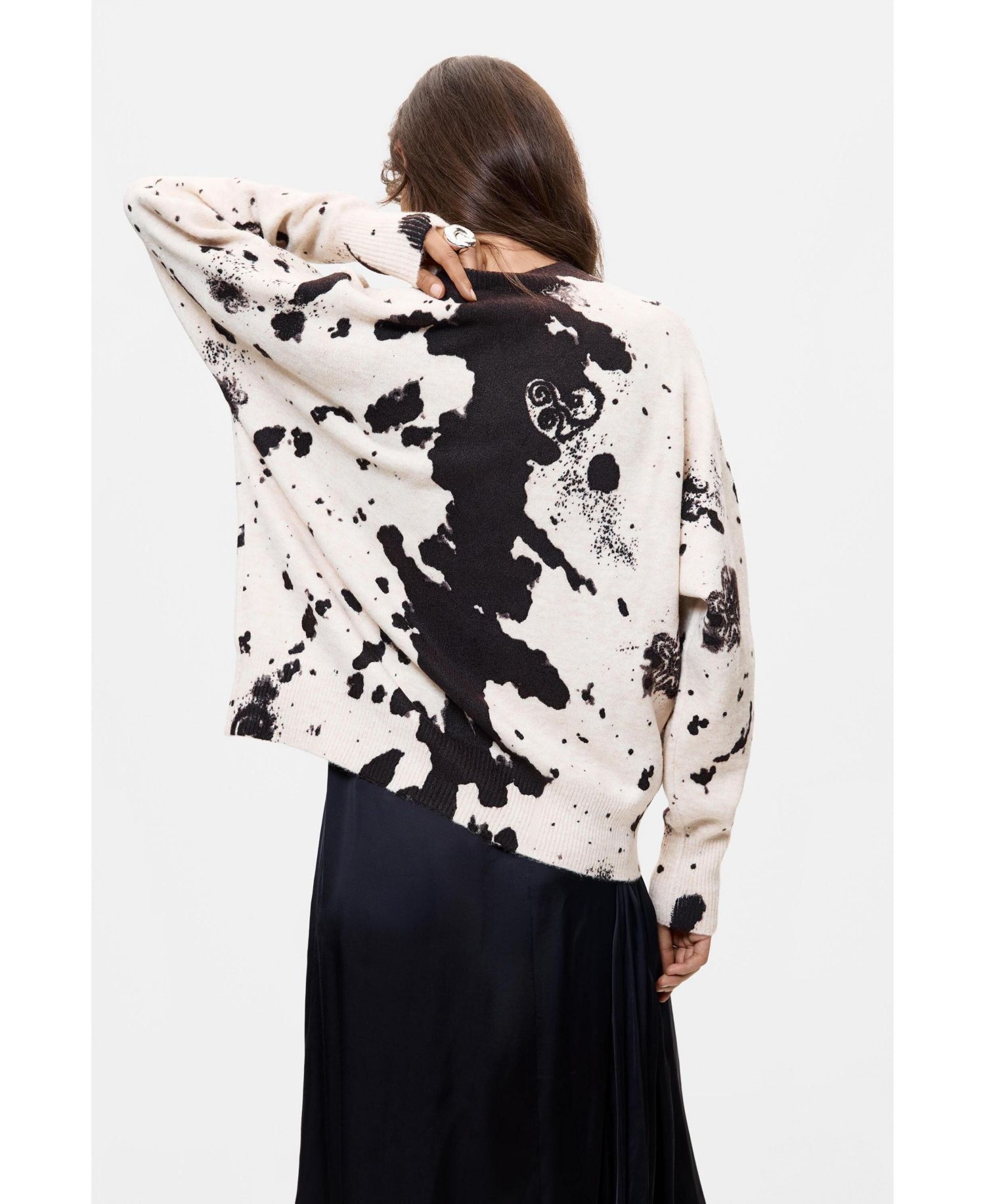 Women's Chunky-Knit Crewneck Animal-Print Sweater