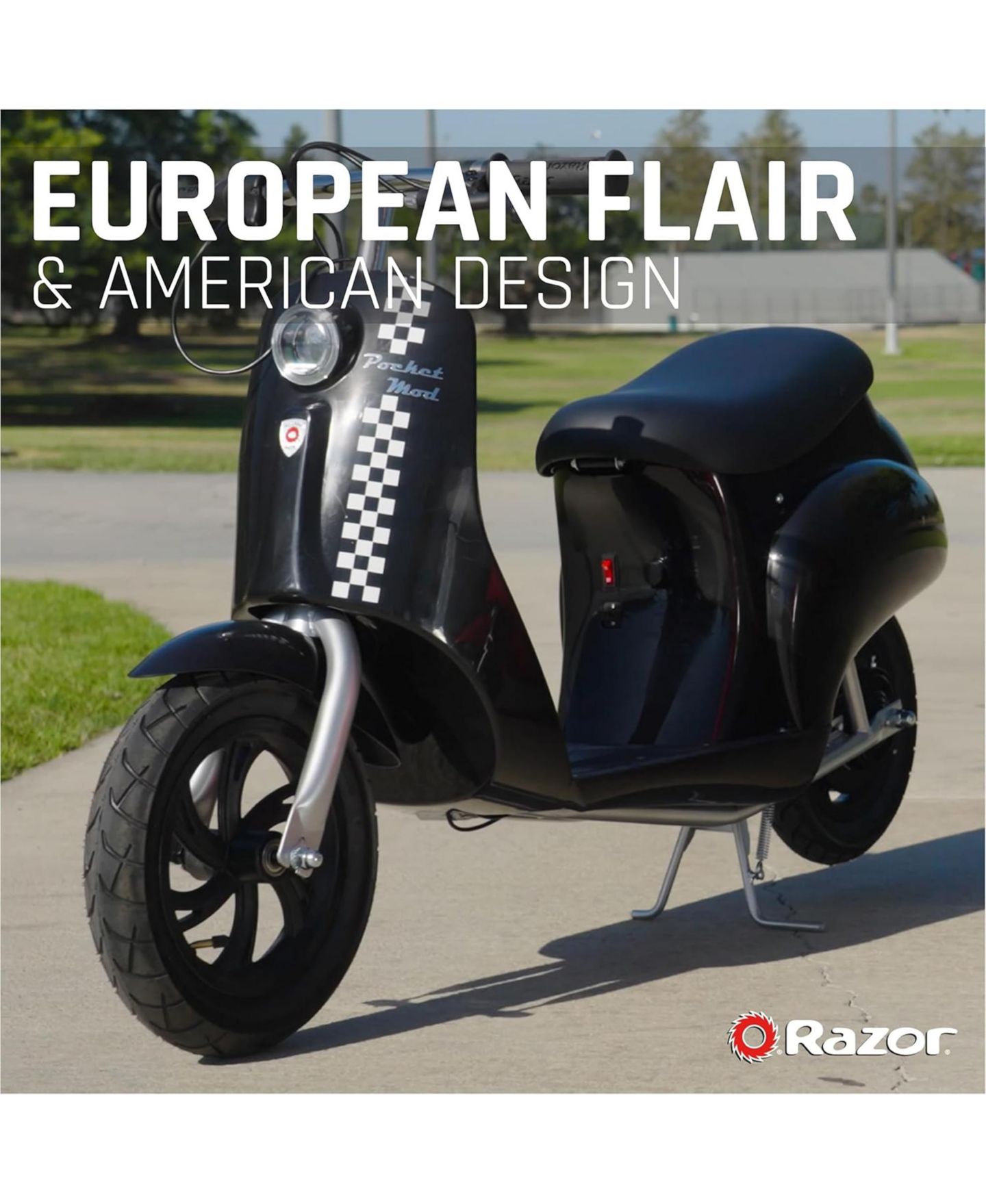 Детская игрушка Razor Pocket Mod - Miniature Euro-Style Electric Scooter for Ages 8+, Onyx-Black — фото 2