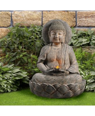 Buddha Outdoor Waterfall Fountain with LED Lights