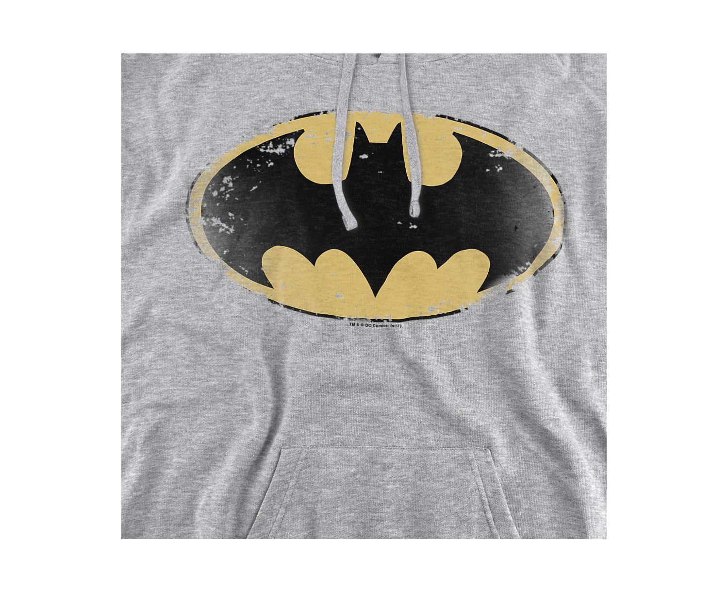 Men's Distressed Shield Kangaroo Pocket Pull-Over Hoodie