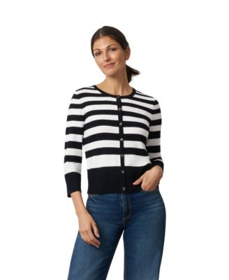 Women's Textured Variegated Stripe Crewneck Cardigan
