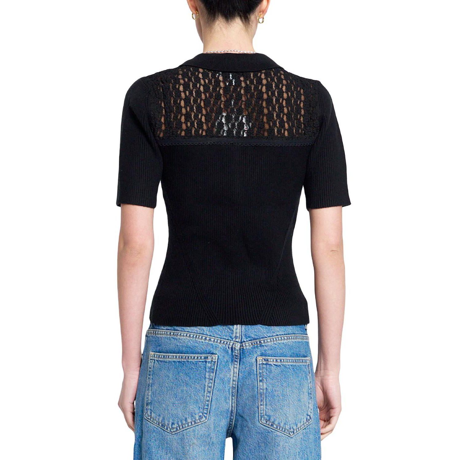 Women's Lace Short-Sleeve Button-Up Sweater