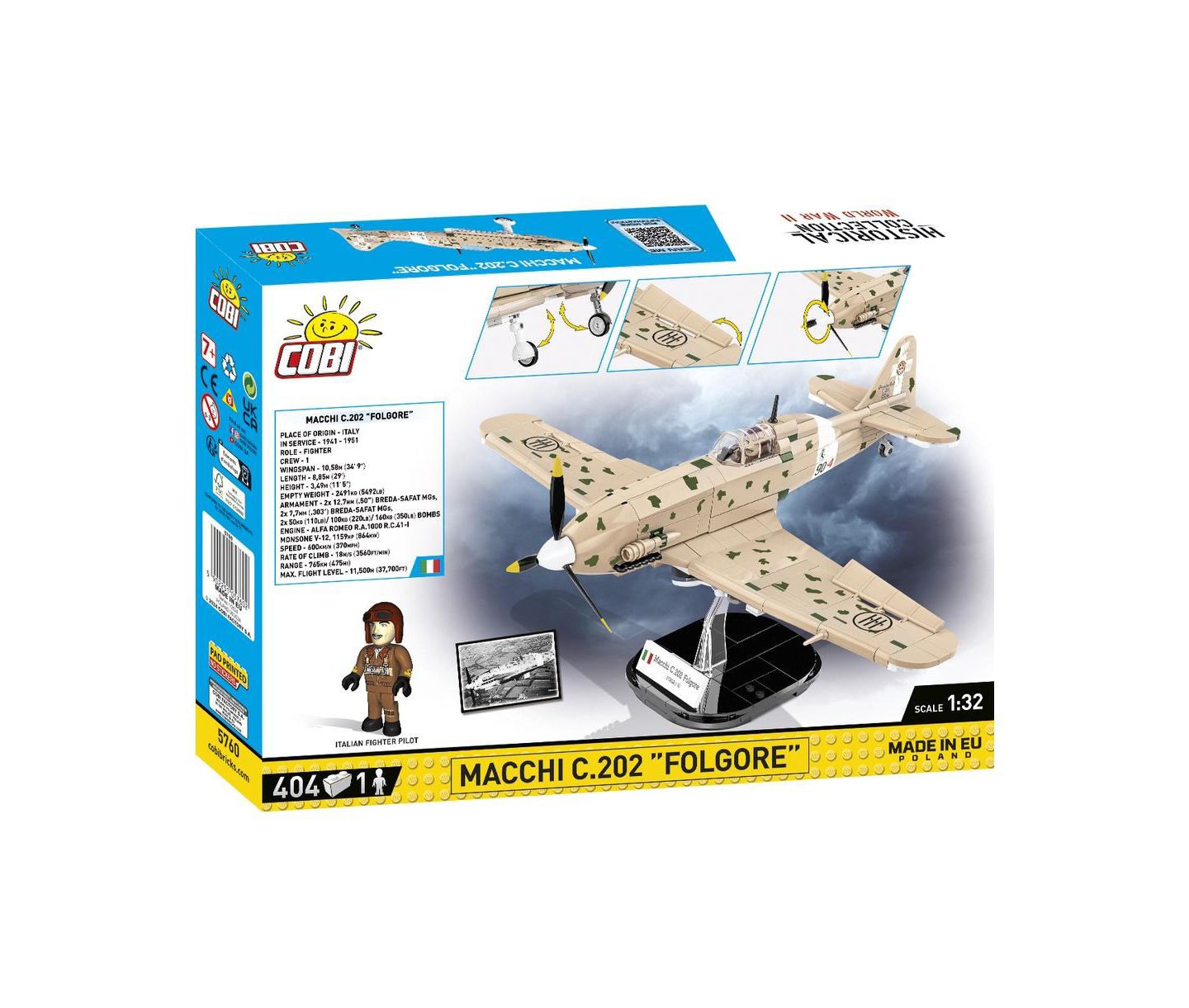 Детский конструктор COBI Wwii Macchi MC.202 Folgore 404-Piece Building Set, Ages 7+ — фото 2