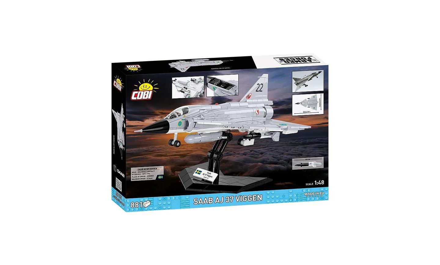 Детский конструктор COBI Armed Forces Saab JA 37 Viggen 1:48 Scale 881-Piece Building Set, Ages 9+ — фото 2