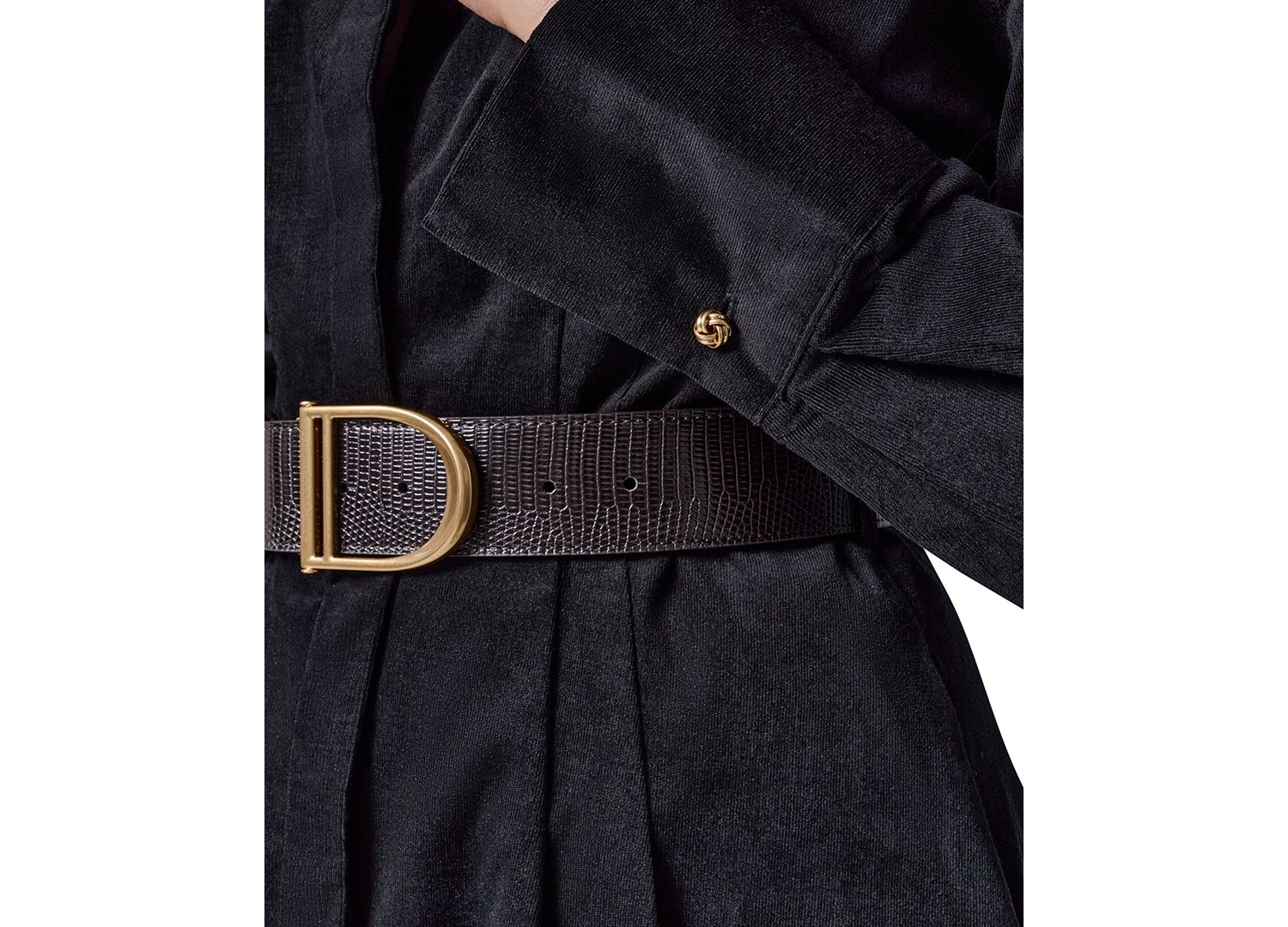 Women's Corduroy Long-Sleeve Belted Midi Shirtdress