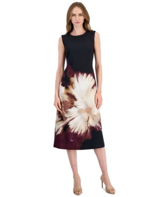 Petite Floral A-Line Midi Dress
