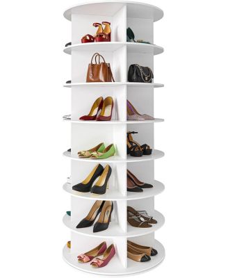 7 Tier Rotating Shoe Rack Tower, 360degree(s) Spinning Shoe Organizer Carousel for Closet Storage, Vertical Shoe Display Rack