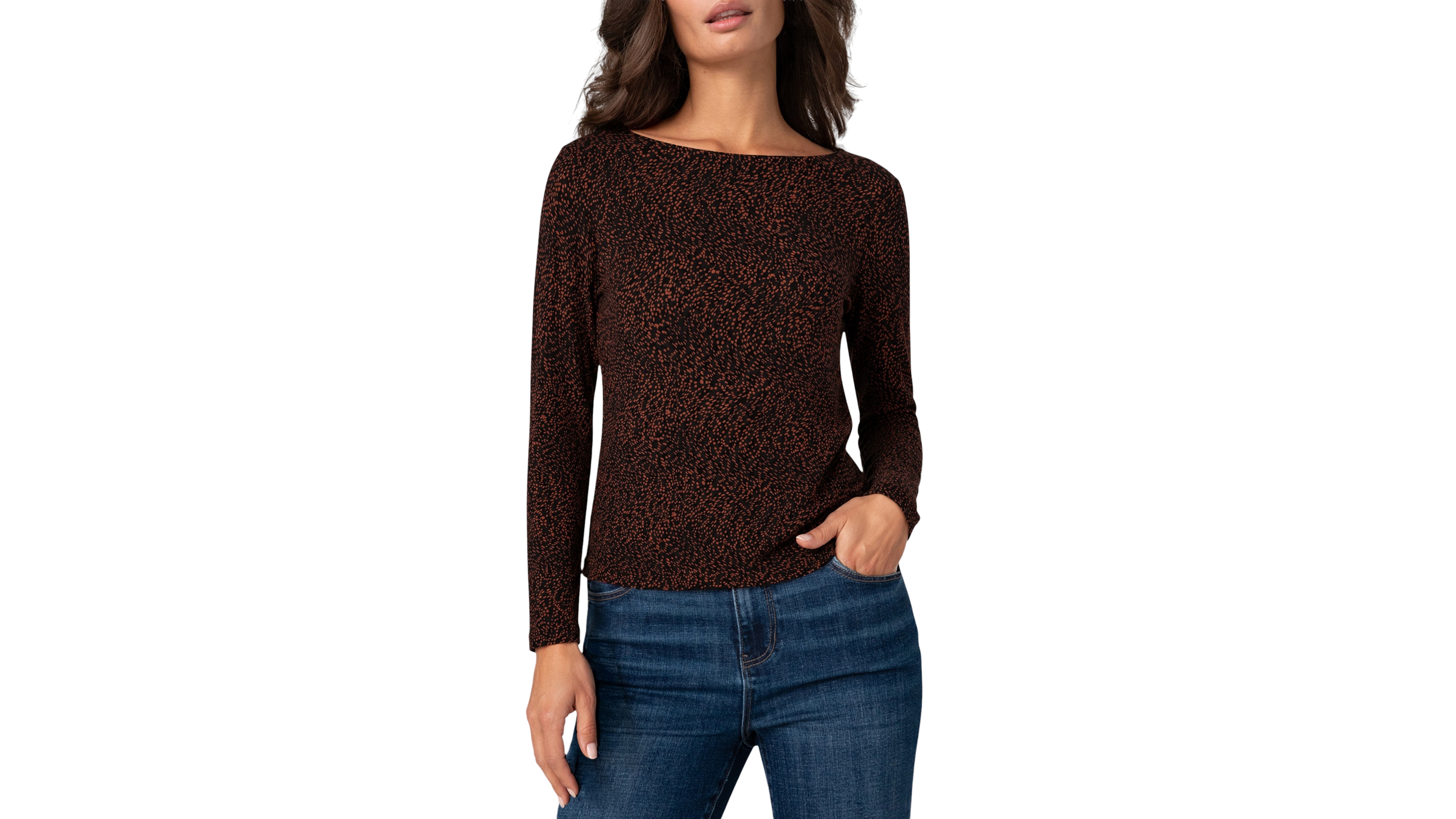 Liverpool Los Angeles Women's Long-Sleeve Boat Neck Jersey-Knit Blouse