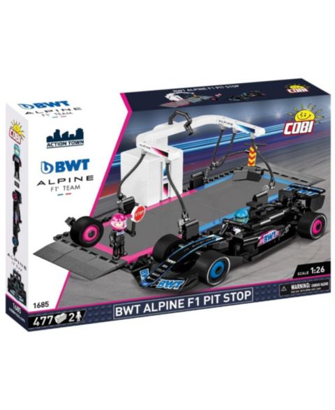 Детский конструктор COBI Action Town BWT Alpine F1 Pit Stop 477-Piece Building Set, Ages 8+